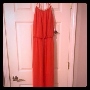 Long Coral maxi dress